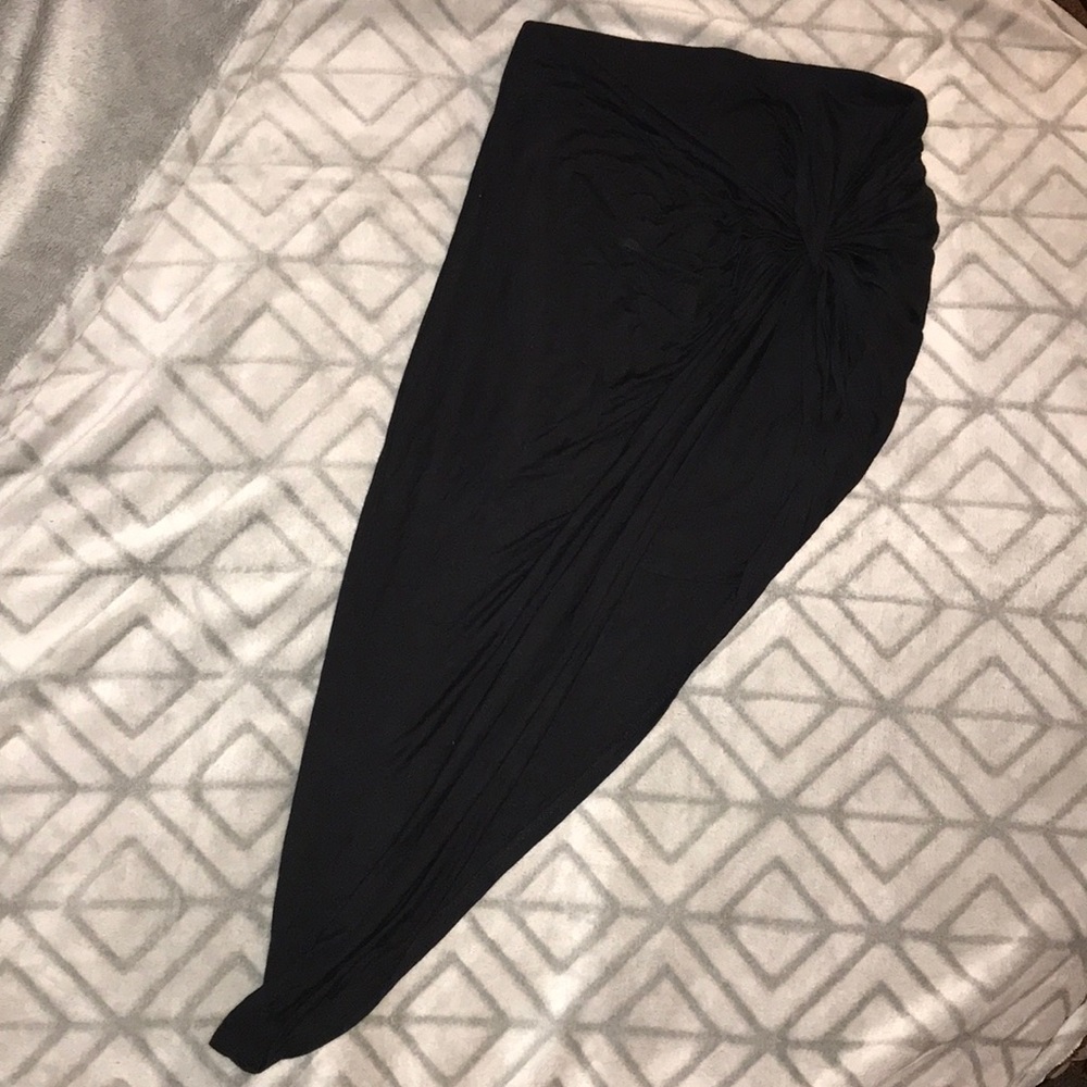 Black Midi Asymmetrical Skirt
